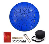 CEHJZQRPL Tambor de lengua de acero de 8 pulgadas, 11 notas, tambor de mano de meditación, kit de instrumentos de percusión con llave F con bolsa de transporte, mazos de tambor, libro de música, funda