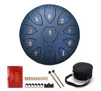 CEHJZQRPL Tambor de lengua de acero de 8 pulgadas, 11 notas, tambor de mano de meditación, kit de instrumentos de percusión con llave F con bolsa de transporte, mazos de tambor, libro de música, funda