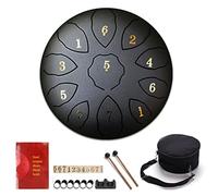 CEHJZQRPL Tambor de lengua de acero de 8 pulgadas, 11 notas, tambor de mano de meditación, kit de instrumentos de percusión con llave F con bolsa de transporte, mazos de tambor, libro de música, funda