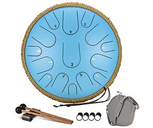 CEHJZQRPL Tambor de lengua de acero, tambor de lengua de 14 pulgadas y 15 notas, instrumento de percusión, tanque de mano, tambor de mano con mazos de tambor, bolsa de transporte, cubierta for dedos f