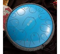 CEHJZQRPL Tambor de lengua de acero, tambor de lengua de 15 notas, tambor de mano de 14 pulgadas, instrumento de percusión de tambor de acero, tambor curativo con baquetas, etiqueta de tono y bolsa de