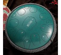 CEHJZQRPL Tambor de lengua de acero, tambor de lengua de 15 notas, tambor de mano de 14 pulgadas, instrumento de percusión de tambor de acero, tambor curativo con baquetas, etiqueta de tono y bolsa de