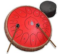 CEHJZQRPL Tambor de lengua de acero, tecla C, 15 notas, 13 pulgadas, tambor de mano, sartén de acero, instrumento de percusión, sartén de mano con bolsa de viaje, mazos, libro de música for educación