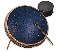 CEHJZQRPL Tambor de lengua de acero, tecla C, 15 notas, 13 pulgadas, tambor de mano, sartén de acero, instrumento de percusión, sartén de mano con bolsa de viaje, mazos, libro de música for educación