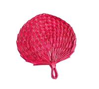 CEHTK Abanico de Palma Tejida, Grande, Natural, de Mano, con asa, para decoración de Pared del hogar, Bodas al Aire Libre, Color Rojo