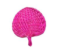 CEHTK Abanico de Palma Tejida, Grande, Natural, de Mano, con asa, para decoración de Pared del hogar, para Bodas al Aire Libre, Color Rojo Rosa