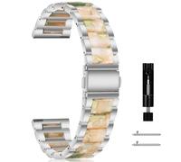 CeiBand 18mm Mujer Correa para Huawei Watch 5 42mm/GT5 Pro-42mm/GT5 41mm, Hombre Mujer Métal Resina Pulsera de Reloj de Repuesto, 18mm Banda Reemplazo Inteligente para Garmin Venu 2S - PlataVerdeRosa