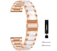CeiBand 18mm Mujer Correa para Huawei Watch 5 42mm/GT5 Pro-42mm/GT5 41mm, Hombre Mujer Métal Resina Pulsera de Reloj de Repuesto, 18mm Banda Reemplazo Inteligente para Garmin Venu 2S - Rosa Blanco
