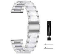CeiBand 18mm Mujer Correa para Huawei Watch GT6 41mm/GT5/5 Pro/Watch5, Hombre Mujer Métal Resina Pulsera de Reloj de Repuesto, 18mm Banda Reemplazo Inteligente para Garmin Venu 2S - Plata&Blanco