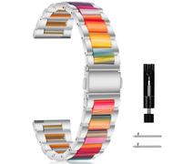 CeiBand 18mm Mujer Correa para Huawei Watch GT6 41mm/GT5/5 Pro/Watch5, Hombre Mujer Métal Resina Pulsera de Reloj de Repuesto, 18mm Banda Reemplazo Inteligente para Garmin Venu 2S - PlataArcoíris