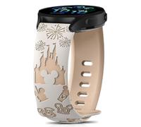 CeiBand 20mm Correa Compatible con Garmin Vivoactive 6/5 / Venu Sq 2/Approach S50, Pulsera Reloj de Grabado Dibujos Animados, Mujer Silicona Banda para Garmin Forerunner 165/245/645 - Blanco Rosa