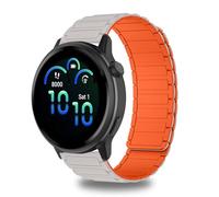 CeiBand 20mm Correas Magnética para Garmin Vivoactive 6/5/Venu Sq 2/Approach S50, Correa Pulsera de Repuesto de Silicona Ajustable para Garmin Forerunner 165/245/570 42mm/645 - Blanco Naranja