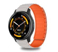 CeiBand 22mm Correas Magnética para Garmin Forerunner 265/255/255 Music, Silicona 22mm Correa Pulsera de Repuesto Ajustable para Garmin Forerunner 570 47mm/Venu 3/vivoactive 4/Active - Blanco Naranja
