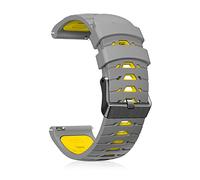 CeiBand 22mm Silicona Correa, Hombres Mujer Deportiva Impermeable Transpirable Muñequeras Pulseras de Repuesto Correas para Reloj Inteligente Samsung Amazfit Huawei Garmin Xiaomi - Gris/Amarillo