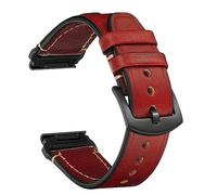 CeiBand Correa Cuero para Garmin Quickfit 22mm, Hombres Mujer Cómoda Correas banda Cuero Suave Muñequeras para Garmin Fenix 8 47 mm / 7 Pro / 7/6 / 6 Pro / 5 /Descent G2 / Epix/Quatix 7 - (Rojo)
