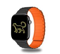 CeiBand Correas Magnética Compatible con Apple Watch Series 11 42mm/38mm/40mm/41mm, Correa Pulsera de Repuesto de Silicona Ajustable Correas para iWatch Series 11 10/9/8/7/6-1 SE3 - Negro Naranja