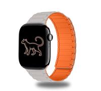 CeiBand Correas Magnética Compatible con Apple Watch Series 11 42mm/38mm/40mm/41mm, Correa Pulsera de Repuesto de Silicona Ajustable Correas para iWatch Series 11 10/9/8/7/6-1 SE3 - Blanco Naranja