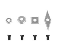 CEIEVER - Juego de 4 cortadores de carburo de tungsteno para máquinas de torno, cincel de torno (incluye cuadrado, redondo, diamante y diamante R), se suministra con tornillos (13)