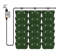 CEIEVER Juego de macetas de pared con riego automático, 18 piezas, planta de pared vertical suspendida con sistema de riego automático, bolsas de flores para colgar para patio, jardín