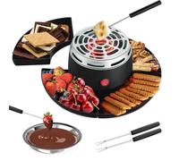 CEIEVER S'Mores - Juego de fondue de chocolate 2 en 1, tostador eléctrico de malvavisco con control de temperatura y 10 accesorios 280 W, modelo de mesa interior S'Mores, kit para fiestas, noches de