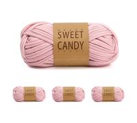 Ceihwa 4 Piezas Trapillo para Crochet Rosa Hilo para Tejer a Crochet Elastico Hilos para Crochet Algodón Hilo Crochet Grueso Hilo de Ganchillo Cuerda Macrame 6mm para Bolsos, DIY Manualidades