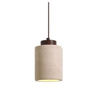 Ceiling American Natural Yellow Travertine Cylinder Hanging Light Fixture, E27 Mid-Century Ceiling Dining Room Table Chandelier Bedroom Cafe Bar Home Decoration