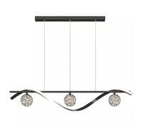 Ceiling Black Dimmable LED Linear Chandelier with 3 Lights for Kitchen Island Contemporary Dining Living Room Bedroom Club and Shop