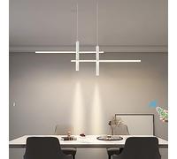Ceiling Black Dimmable LED Pendant Lights for Kitchen Island Dining Office Living Room and Bar Height Adjustable Designer Chandelier with Linear Ceiling Lighting Fixture (White L9