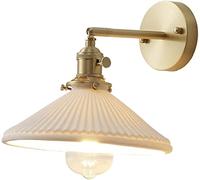 Ceiling Ceramics Shade Metal Light, Bedside Reading Lamp, Indoor Adjustable Antique Wall, Retro Rural Lighting Fixture, Suitable for Bedroom Bathroom Corridor Hotel Farmhouse Color : Style