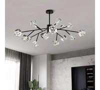 Ceiling Chandelier Chandeliers Dining Hanging Fixture Pendant Light Lamps for Living Room Indoor Lighting(Black 15 Heads,Warm White)