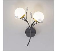 Ceiling Creative Wall Lamp, Crystal Wall, Black and Gold LED Wall Light with Glass Globe Shade, Indoor Art Decorative Light Fixtures for Bedroom Living Room Hallway, Three-Color Dimming