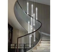 Ceiling Crystal 12 Lights LED Dimmable Chandelier Living Room Chrome Finished Flush Mount Pendant Light Fixture for Entryway High Ceiling Lighting Fixtures