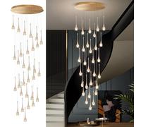 Ceiling Crystal Chandelier Large Water Droplet Ceiling Light for Staircases Duplex Villas (30 Lights)