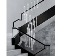 Ceiling Crystal Chandelier LED Dimmable Flush Mount Ceiling Pendant Light Fixture for Entryway Living Room 20 Lights Chrome Finished 156in High