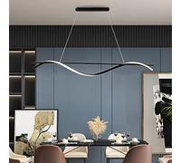 Ceiling Dimmable LED Pendant Lamp with Remote Control Adjustable Height Metal Chandelier for Kitchen Island Dining Living Room Office Black 120cm