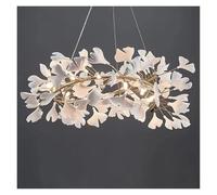 Ceiling Elegant Porcelain Leaf Hotel Living Dining Room Pendant Light for Bedroom Art Lobby Decor Round Chandelier in 3 Colors 60CM