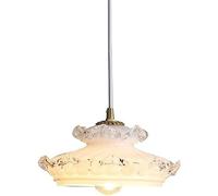 Ceiling European Style Brass Ceiling Chandelier with Petal Shaped Glass Shade for Living Room Bedroom Kitchen and E26/E27 Hanging Lamp (20cm)
