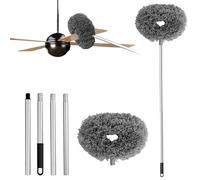 Ceiling Fan Cleaner Duster Reusable Microfiber Ceiling Fan Blade Cleaner Removable Duster with Extension Pole Adjusts 13 to 49.7 Inch for Cleaning Walls Bookshelves Furniture Door Window Top (Gray)