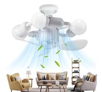 Ceiling Fan Light 12.5cm, E27 Screw Base Blower, with Remote Control Modern Ceiling Fan System, Quality Energy Efficient Design Build, Indoor Cooling Lighting Solution, for Bedroom Kitchen Living Room