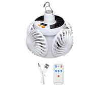 Ceiling Fan, Solar Ceiling Fans, Remote Control Adjustable Speeds Led Lighting Portable Design Energy Efficient, Air Circulator for Bedroom Camping Tent Hiking Picnic Beach 5.12x5.12x5.91inches