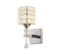 Ceiling Golden Single Head K9 Crystal Art Bedside Mirror Front Bedroom, Wall Sconces (Color Silver, Size : Lamp with)