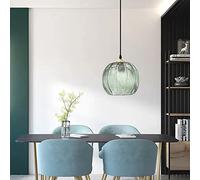 Ceiling Green Pendant Lights, Pumpkin Pendant Lighting Vintage Glass Striped Ceiling Light Fixtures Chandeliers Hanging Lamp for Kitchen Dining Room (25cm) Made in China