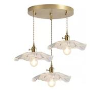 Ceiling Japanese 3 Head E27 Lighting Clear Glass Brass Source Chandelier, Dining Room Balcony Corridor Ceiling Light Fixture