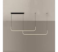 Ceiling Lamp Hanging Lamp, LED Linear Chandeliers, Black Pendant Lights Fixture, Minimalist Chandelier, Dimmable Light Compatible with Above Dining Table pendan