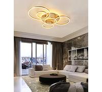 Ceiling Lamp LED Dimmable with Remote Control, Living Room Lamp LED Ceiling Lights Fitting Color/Brightness Adjustable Bedroom Lamp Acrylic Metal Chandelier (Gold, Ceiling-6-lamp, 108W)