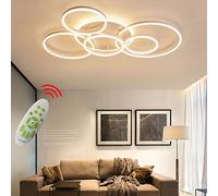 Ceiling Lamp LED Dimmable with Remote Control, Living Room Lamp LED Ceiling Lights Fitting Color/Brightness Adjustable Bedroom Lamp Acrylic Metal Chandelier (White, Ceiling-6-lamp, 108W)