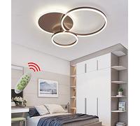 Ceiling Lamp LED Dimmable with Remote Control, Living Room Lamp LED Ceiling Lights Fitting Color/Brightness Adjustable Bedroom Lamp Acrylic Metal Chandelier (Brown, Ceiling-3-lamp, 54W)