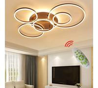 Ceiling Lamp LED Dimmable with Remote Control, Living Room Lamp LED Ceiling Lights Fitting Color/Brightness Adjustable Bedroom Lamp Acrylic Metal Chandelier (Brown, Ceiling-6-lamp, 108W)