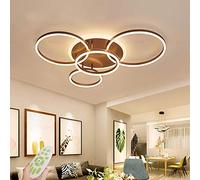 Ceiling Lamp LED Dimmable with Remote Control, Living Room Lamp LED Ceiling Lights Fitting Color/Brightness Adjustable Bedroom Lamp Acrylic Metal Chandelier (Brown, Ceiling-5-lamp, 72W)