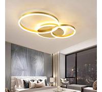 Ceiling Lamp LED Dimmable with Remote Control, Living Room Lamp LED Ceiling Lights Fitting Color/Brightness Adjustable Bedroom Lamp Acrylic Metal Chandelier (Gold, Ceiling-3-lamp, 54W)